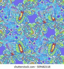 Abstract seamless pattern for new design work with handmade doodle. Zentangle inspired art style.