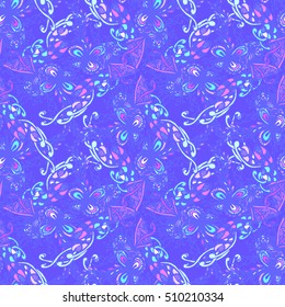 Abstract seamless pattern for new design work with handmade doodle. Zentangle inspired art style.