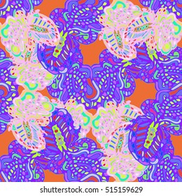 Abstract seamless pattern for new design work with handmade doodle. Zentangle inspired art style.