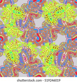 Abstract seamless pattern for new design work with handmade doodle. Zentangle inspired art style.