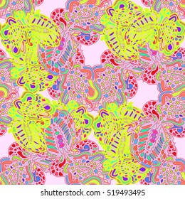 Abstract seamless pattern for new design work with handmade doodle. Zentangle inspired art style.