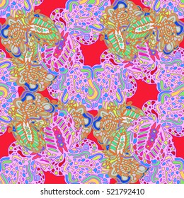 Abstract seamless pattern for new design work with handmade doodle. Zentangle inspired art style.