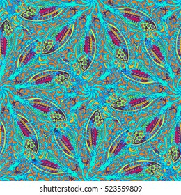 Abstract seamless pattern for new design work with handmade doodle. Zentangle inspired art style.