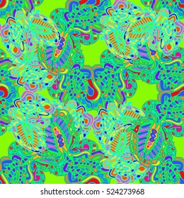 Abstract seamless pattern for new design work with handmade doodle. Zentangle inspired art style.