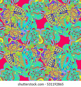 Abstract seamless pattern for new design work with handmade doodle. Zentangle inspired art style.