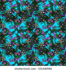 Abstract seamless pattern for new design work with handmade doodle. Zentangle inspired art style.