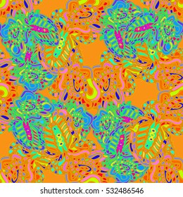 Abstract seamless pattern for new design work with handmade doodle. Zentangle inspired art style.