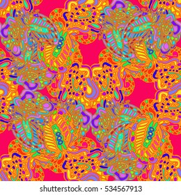 Abstract seamless pattern for new design work with handmade doodle. Zentangle inspired art style.