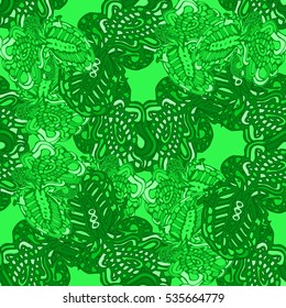 Abstract seamless pattern for new design work with handmade doodle. Zentangle inspired art style.