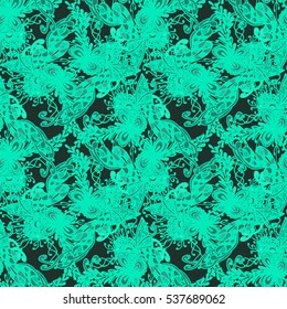 Abstract seamless pattern for new design work with handmade doodle. Zentangle inspired art style.