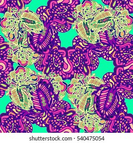 Abstract seamless pattern for new design work with handmade doodle. Zentangle inspired art style.