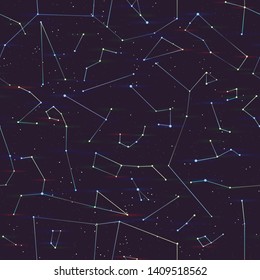 Abstract seamless pattern. Night sky with constellation. Space background. Cosmos. Eps10 vector.
