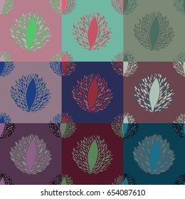 Abstract seamless pattern in nine colors