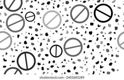 Abstract seamless pattern with no parking signs. Creative leopard backdrop. Vector illustration on white background