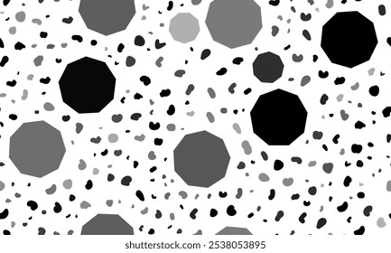 Abstractas patrón sin fisuras con símbolos nonagon. Fondo de leopardo creativo. Ilustración vectorial sobre fondo blanco