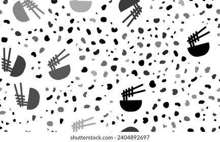 Abstract seamless pattern with noodle symbols. Creative leopard backdrop. Vector illustration on white background