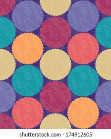 Abstract seamless pattern with notched circles. Vector illustration