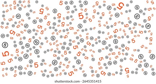 Abstract Seamless Pattern of Number Five with Circles on Background.