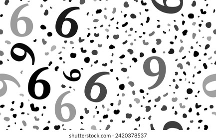 Abstract seamless pattern with number nine symbols. Creative leopard backdrop. Vector illustration on white background