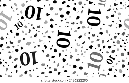 Abstract seamless pattern with number ten symbols. Creative leopard backdrop. Vector illustration on white background