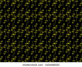 Abstract seamless pattern on the black background that resembles art-deco design.