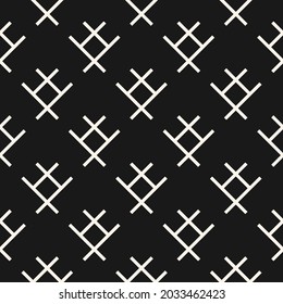 Abstract seamless pattern on black background. Simple doodle linear shape endless wallpaper. Funny decorative backdrop for fabric design, textile, print, wrapping, decoration. Vector illustration