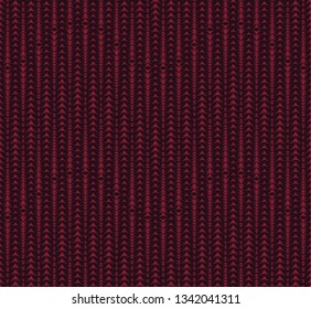 Abstract seamless pattern on dark red background. Has the shape of a wave. Consists of geometric shapes. Useful as design element for texture and artistic compositions.