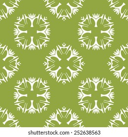 Abstract seamless pattern on green background