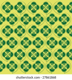 Abstract seamless pattern on green background, vector illustration