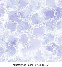 Abstract seamless pattern on lilac watercolor background.  Perfect for design templates, wallpaper, wrapping, fabric and textile.