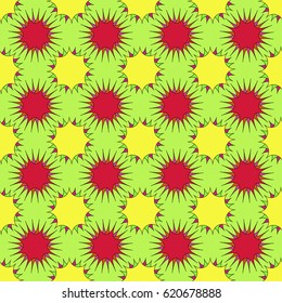 Abstract seamless pattern on the neon green background