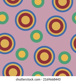 Abstract seamless pattern on pink background, geometric illustration with circles, vector