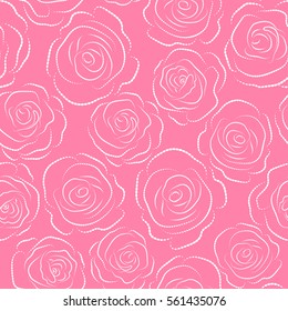 Abstract seamless pattern on pink background. Roses for fabric or embroidery.