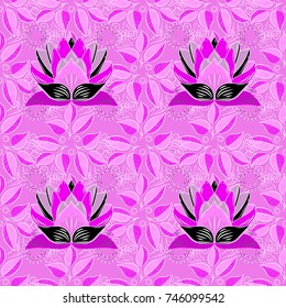Abstract seamless pattern on pink, magenta and white colors with bright flowers. Elegant vector texture with floral elements. Cute floral pattern in the small flower.