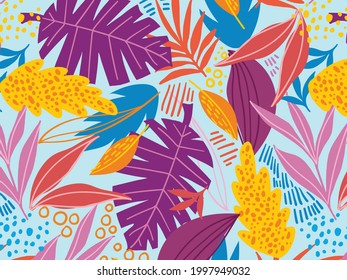 Abstract seamless pattern on vibrant background.