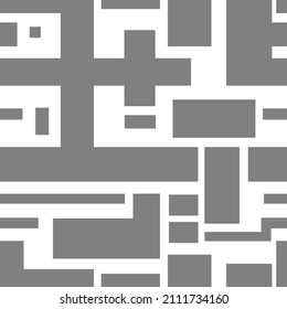 Abstract seamless pattern on white background. Checkered decorative wallpaper. Squares and rectangles print.