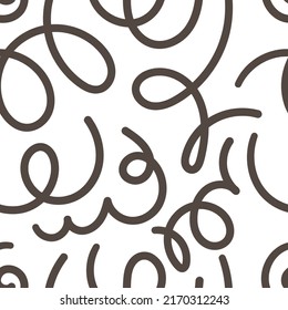 Abstract seamless pattern on white background. Doodle sea wallpaper. Line art waves print.