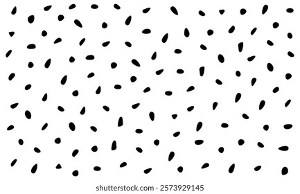 Abstract seamless pattern on white background. Black pea, seed ornament for background, textile, banner, cover, wallpaper. Vector illustration