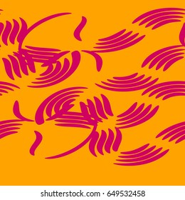 Abstract seamless pattern on a yellow background pink flat waves