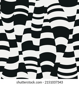 Abstract seamless pattern with op art effect. Monochrome vector optical illusion design.