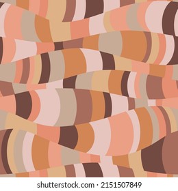 Abstract seamless pattern with op art effect. Beige and brown vector optical illusion design.