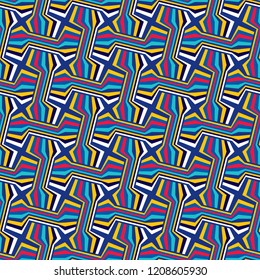 Abstract seamless pattern. Optical illusion of volume and movement of geometric shapes.