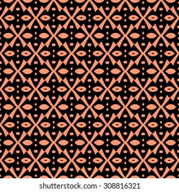 Abstract seamless pattern in orange and black color.
Hand drawn ornamental wallpaper or textile pattern in vector format.

