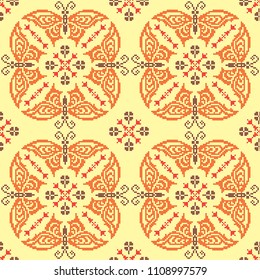 Abstract seamless pattern with orange butterflies