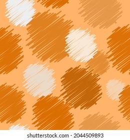 Abstract seamless pattern. Orange drawn circles geometric design. Vector illustration