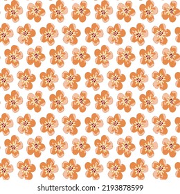 abstract seamless pattern of orange flowers on a white background. For prints, cards, invitations, birthday, holidays, party, celebration, wedding, Valentine's day. Vector illustration.