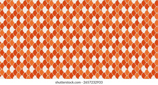 Abstractas patrón sin fisuras de semicírculos superpuestos naranja y blanco.  Ideal para el diseño textil, fondos de Sitio web o marca vibrante.