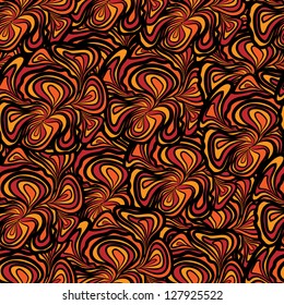 Abstract seamless pattern with orange-black floral design. Pattern can be used as wallpaper, web page background, textile design etc