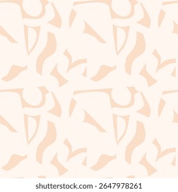 Abstrai o padrão sem emenda com formas de corte orgânico. Colagem monocromática moderna com silhuetas artísticas. Perfeito para papel de embrulho, papel de parede, têxtil, tecido, embalagem e design digital 