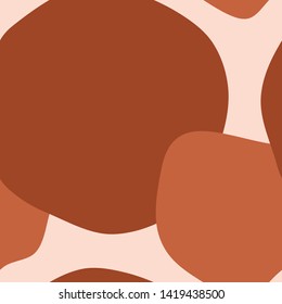 Abstract seamless pattern with organic shapes in warm earthy colors - brown, orange, terracotta, pastel pink. Trendy and stylish wallpaper, textile, branding and packaging design, modern wall art